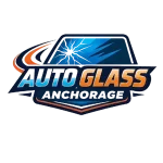 Anchorage Auto Glass logo — windshield and car graphic with bold red and blue branding
